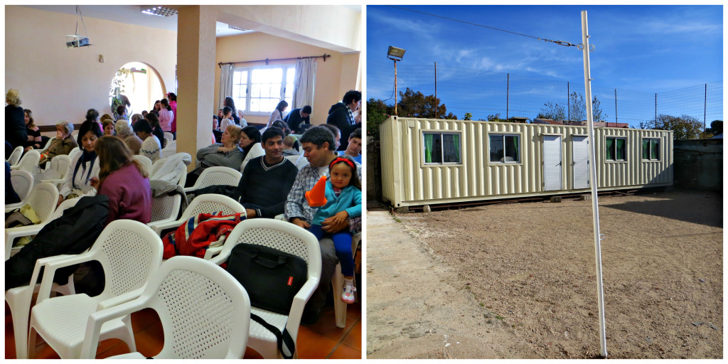 Church members at Faro de la Costa Church Container converted to two classrooms for kids